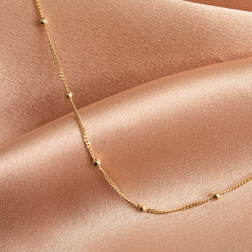 Gold Droplet Chain Necklace 16" | 9ct Gold