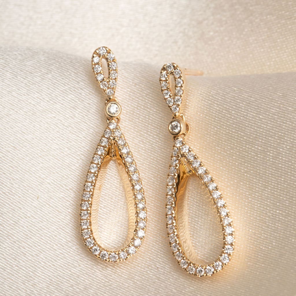 Golden Sunset Diamond Drop Earrings | 9ct Gold - Earrings