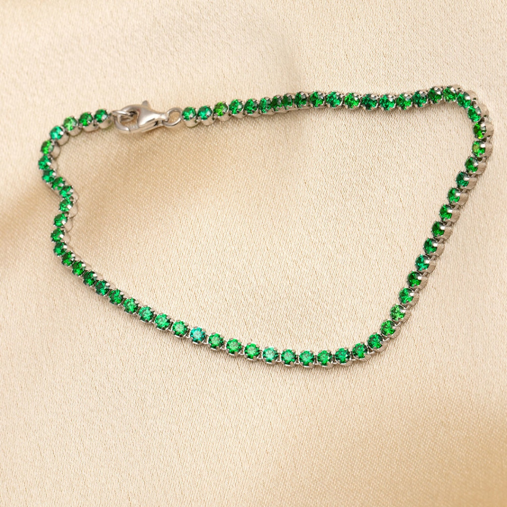 Green Cz tennis bracelet - Sterling Silver