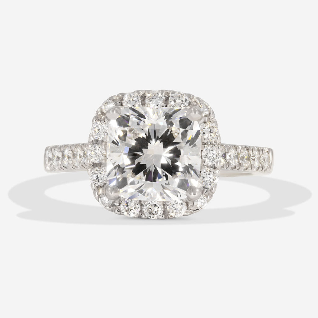 HAILEY 3ct | Cushion Solitaire Lab Grown Diamond Engagement Ring in Platinum