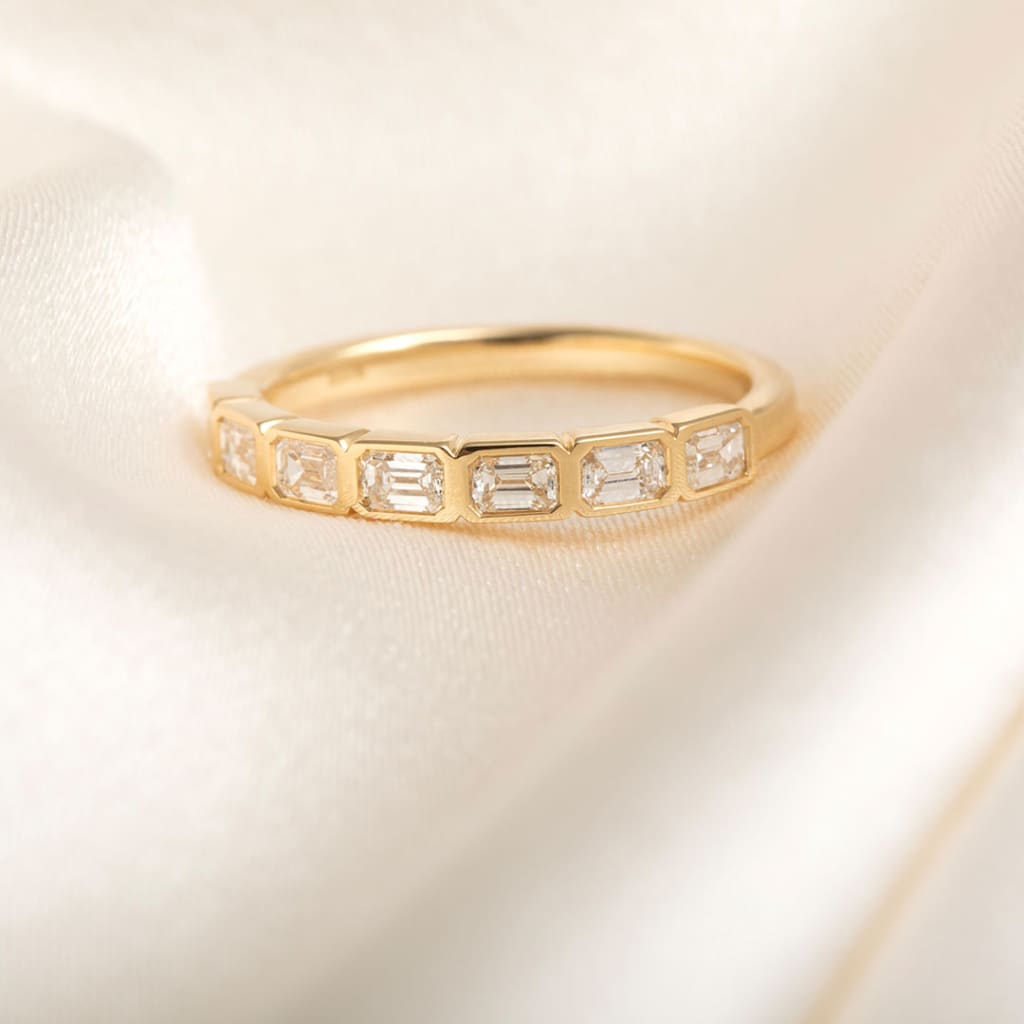 yellow gold bezel set wedding ring