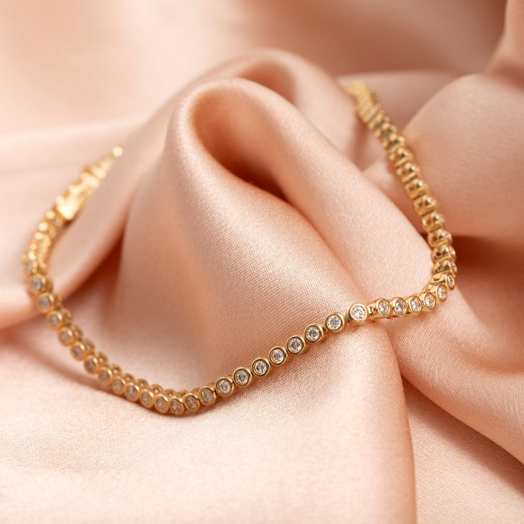 Rubover diamond bracelet on fabric