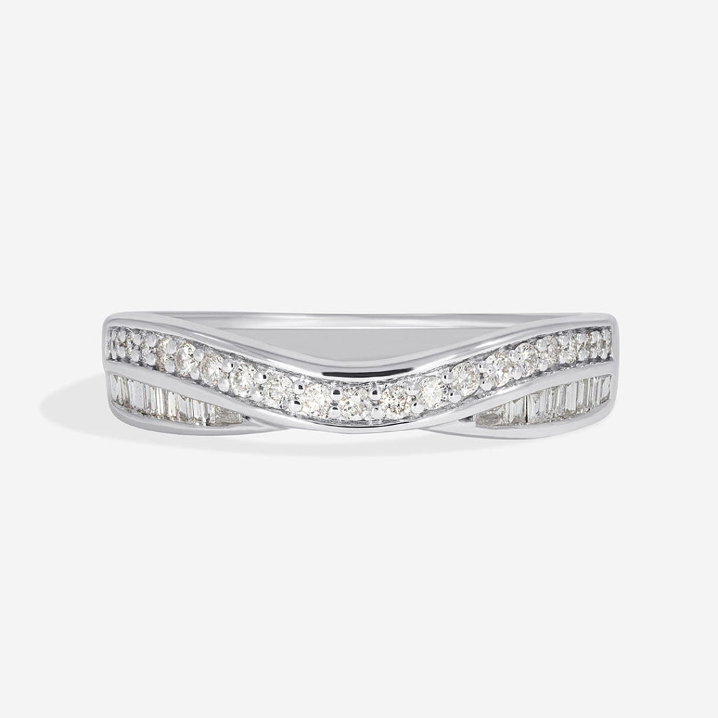 Iris - Shaped, double row, diamond wedding ring