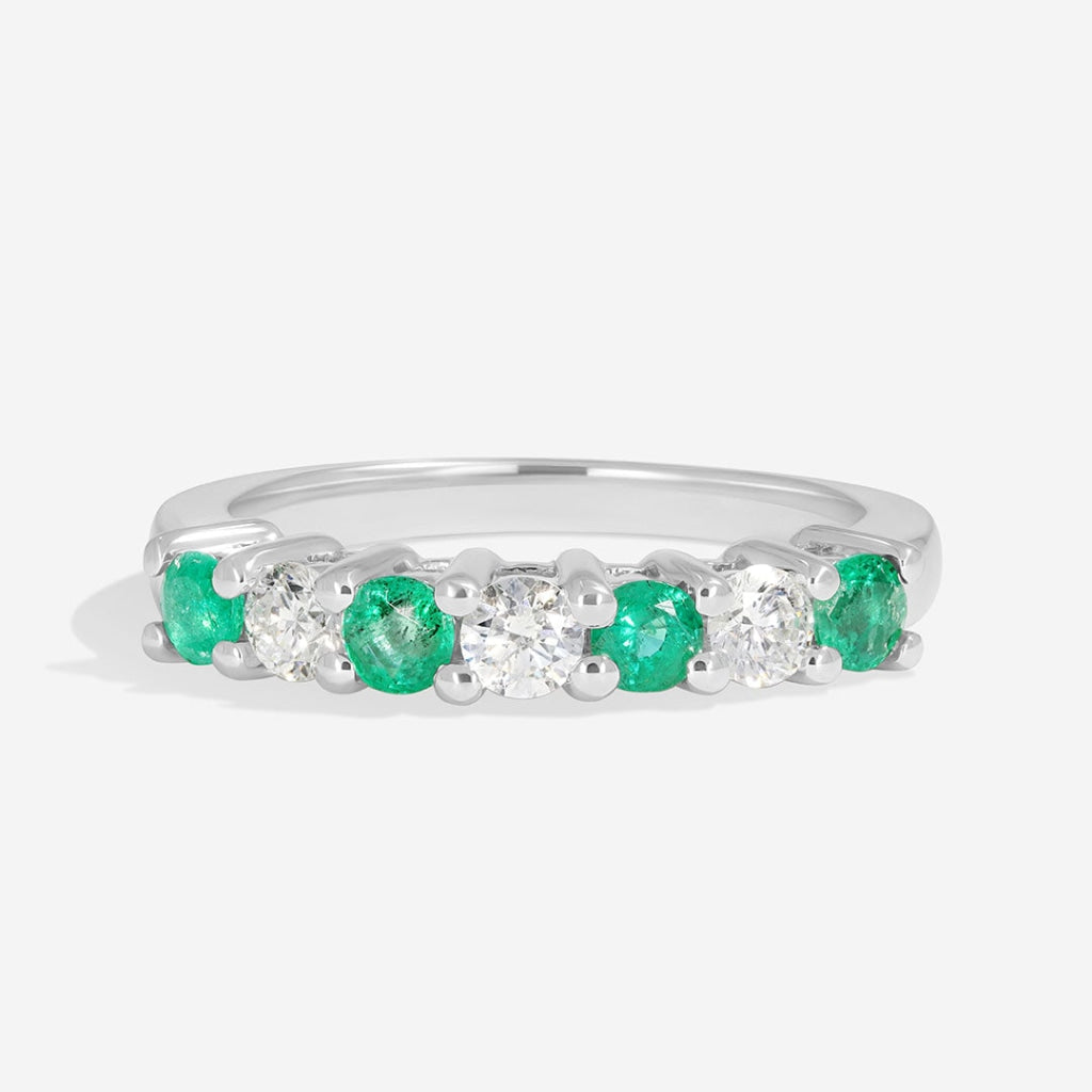 Irvine White Gold Emerald Diamond Ring