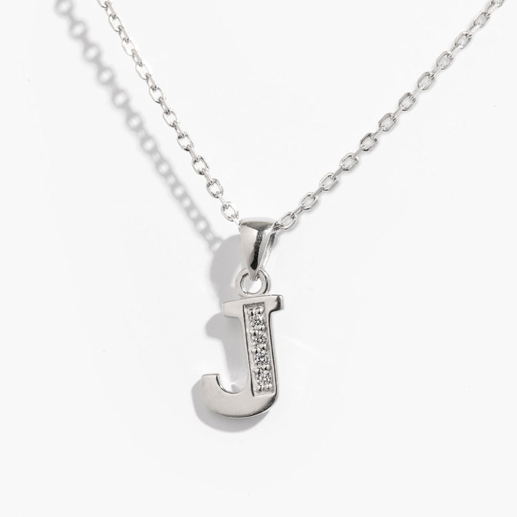 Initial j necklace silver sale