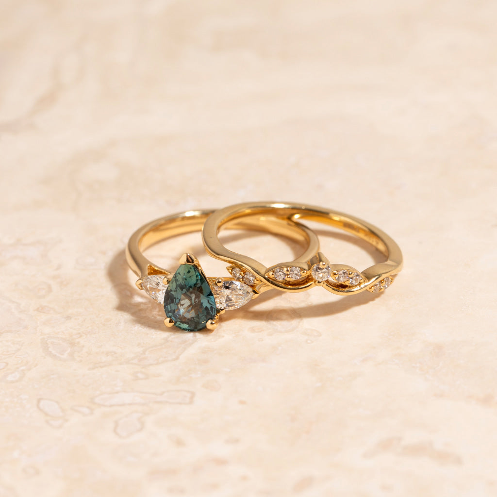 KALIA | Teal Sapphire Diamond Ring - Rings