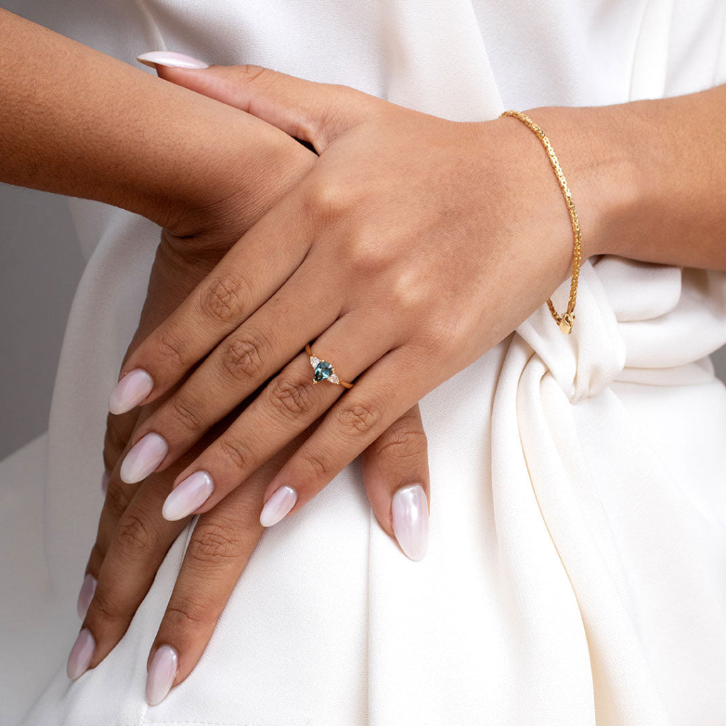 KALIA | Teal Sapphire Diamond Ring - Rings