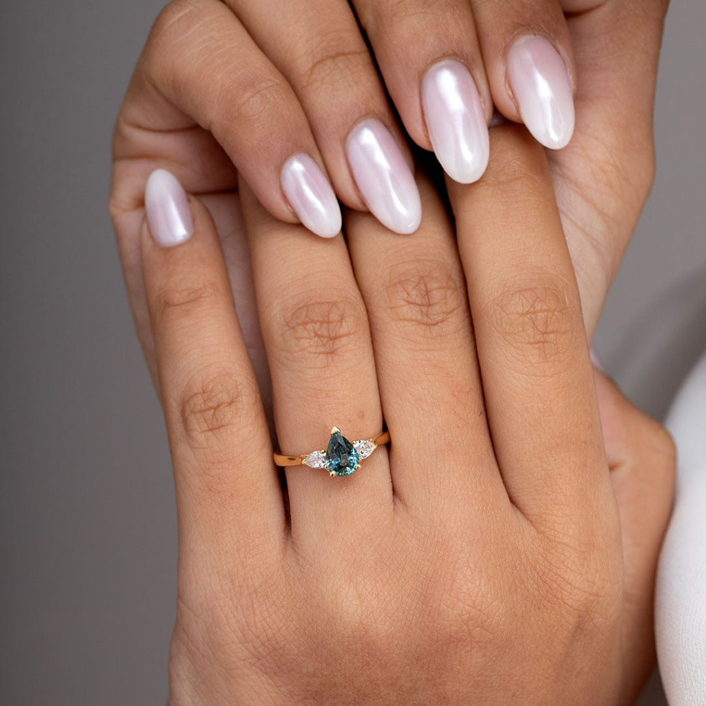 KALIA | Teal Sapphire Diamond Ring - Rings