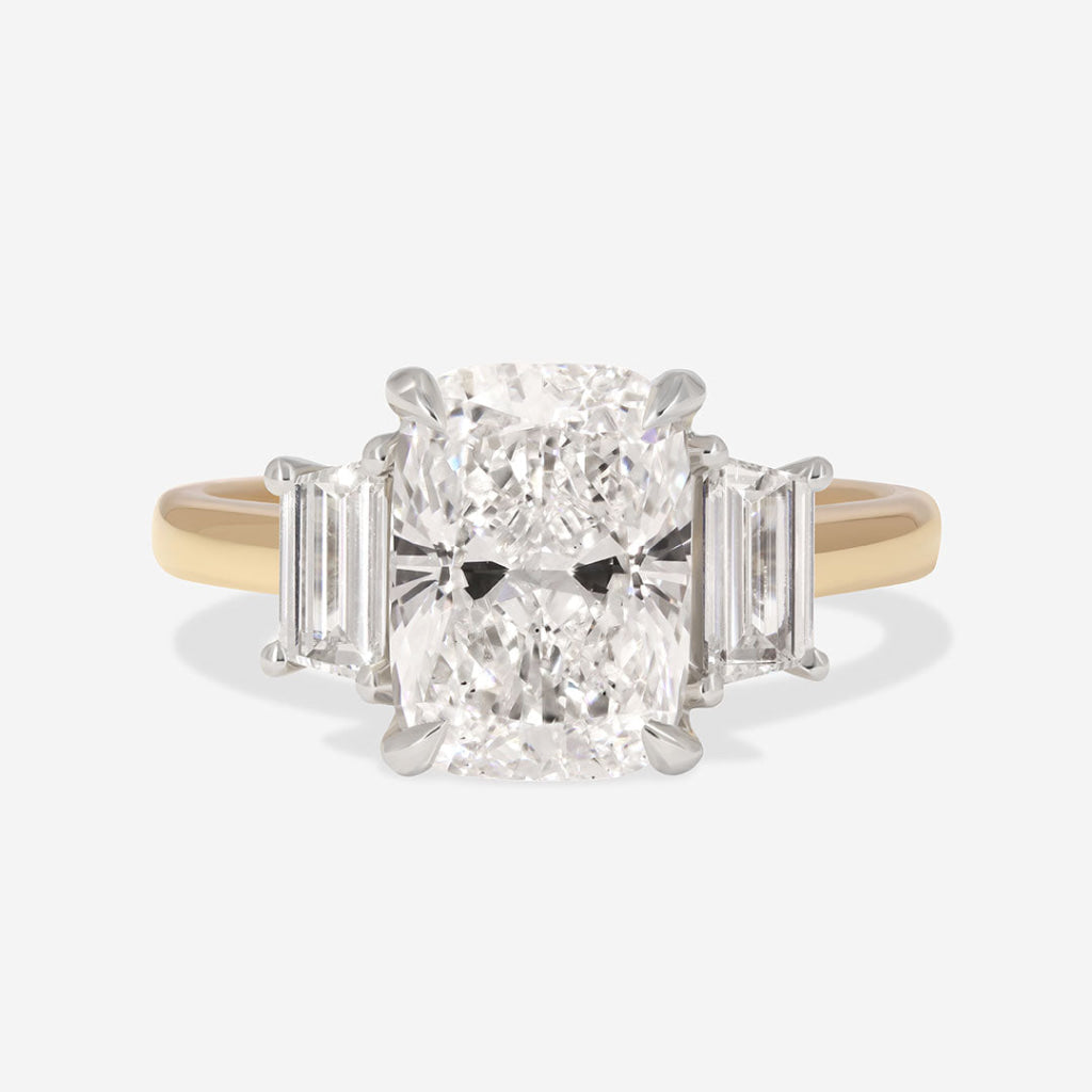 KARA | Cushion Cut 3-Stone Lab Grown Diamond Engagement Ring in 18ct Gold