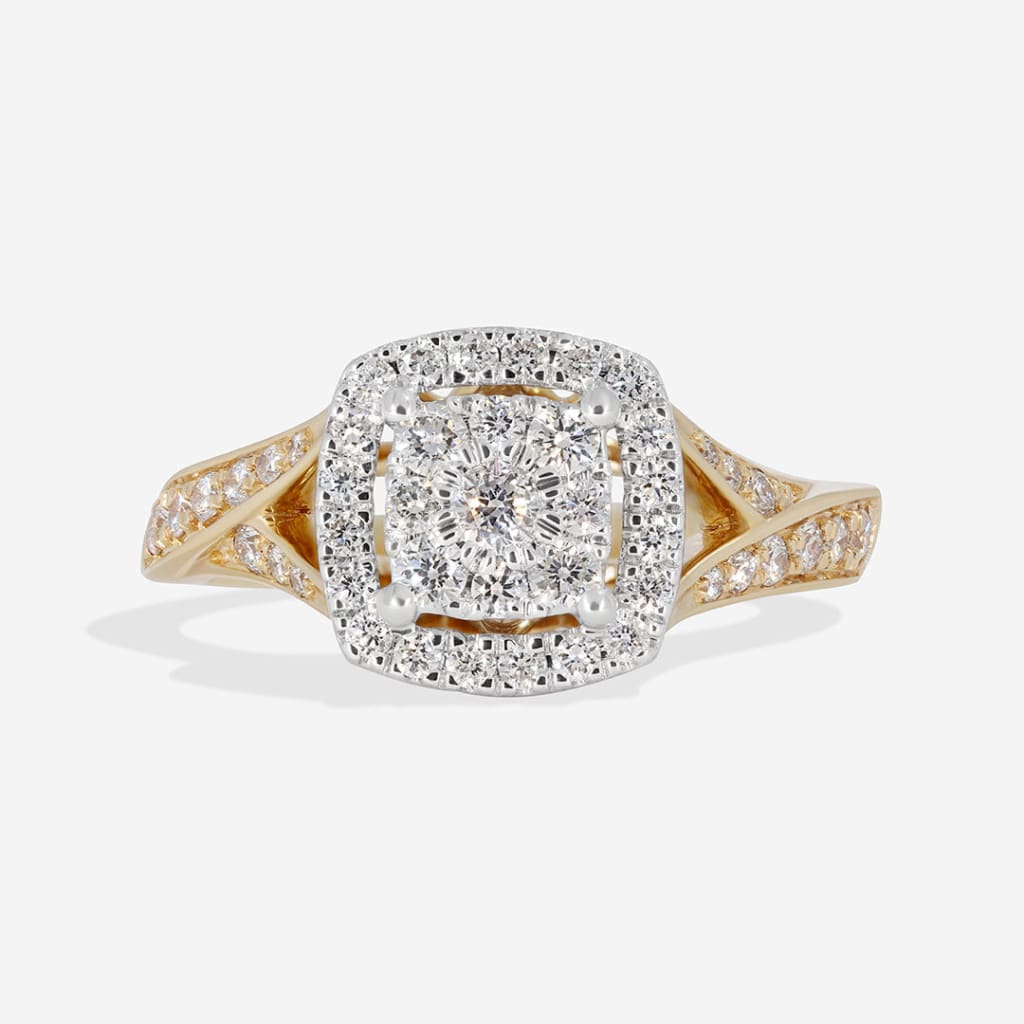 KATIE 0.50ct | Cushion Cluster Diamond Engagement Ring in 18ct Gold