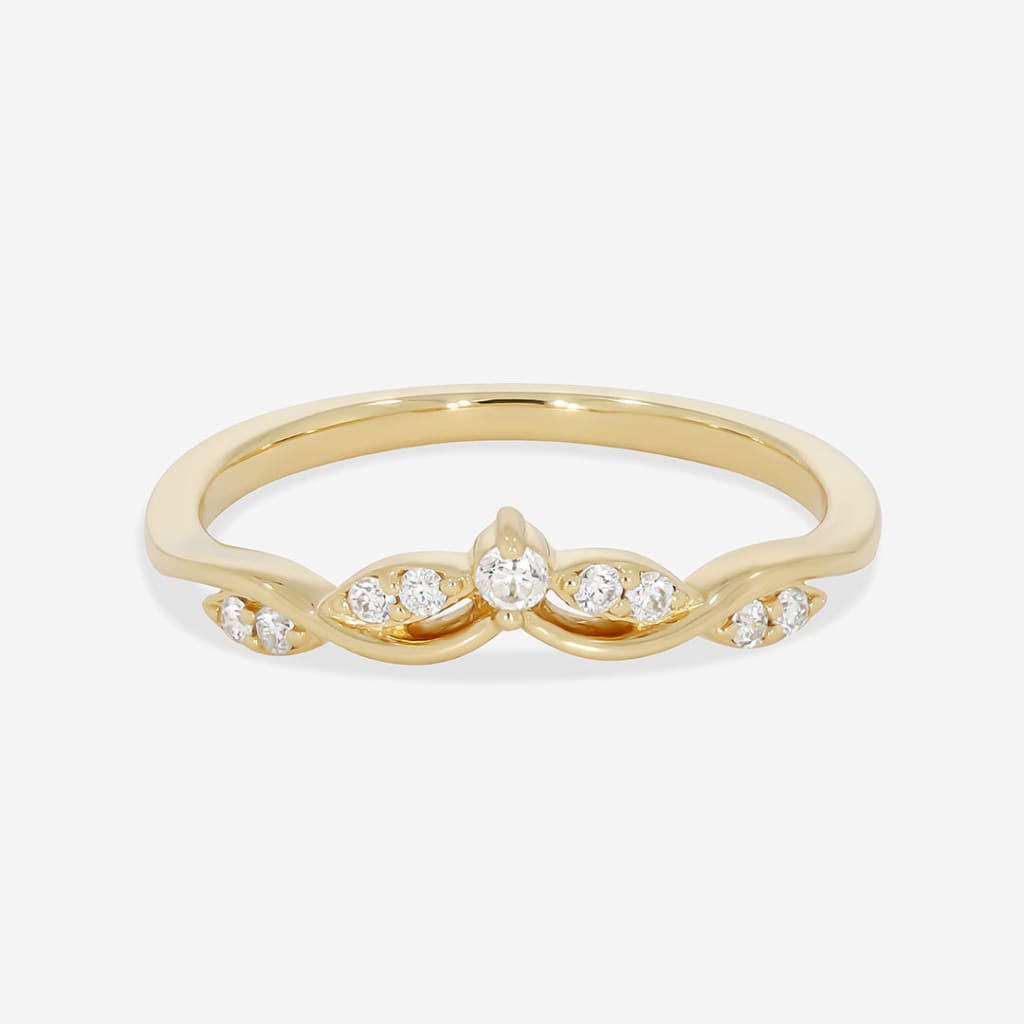 18y wishbone wedding band on white background