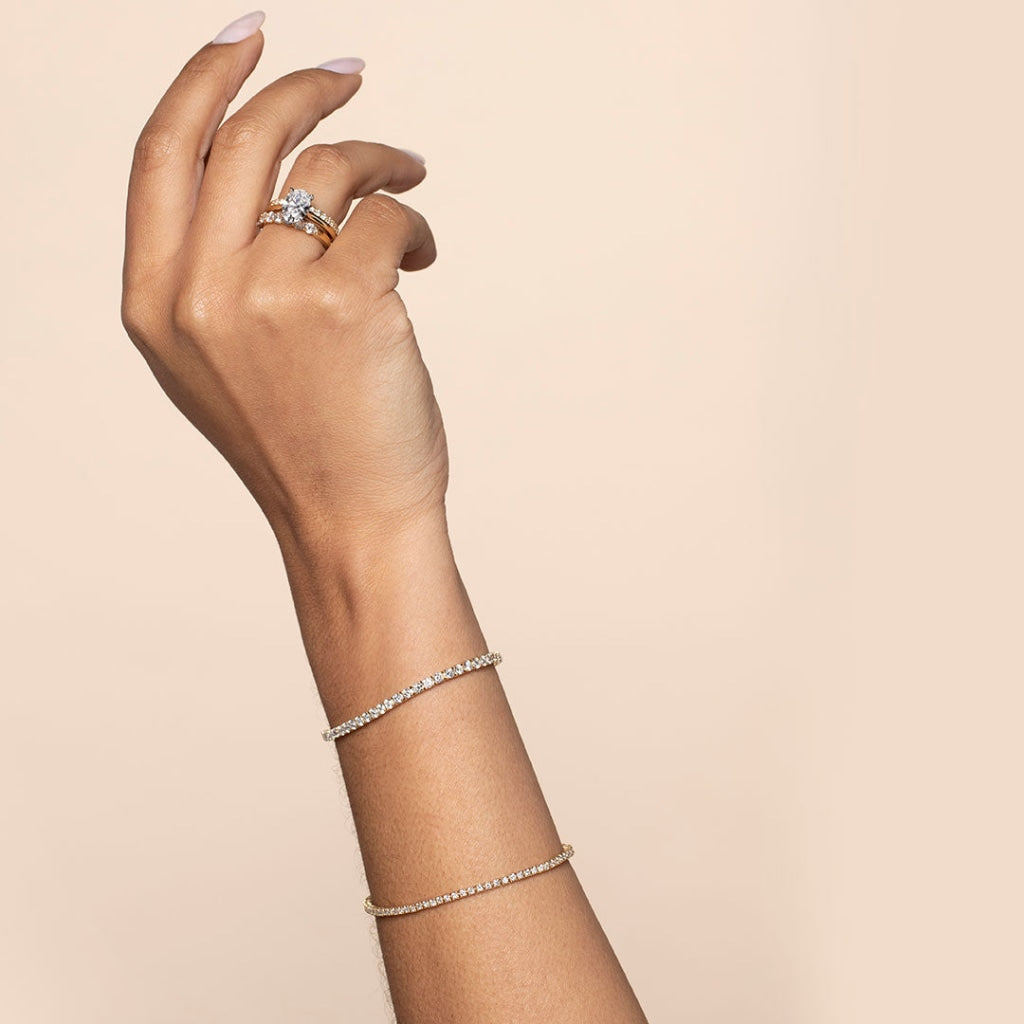 Lab-grown diamond tennis bracelet on  model