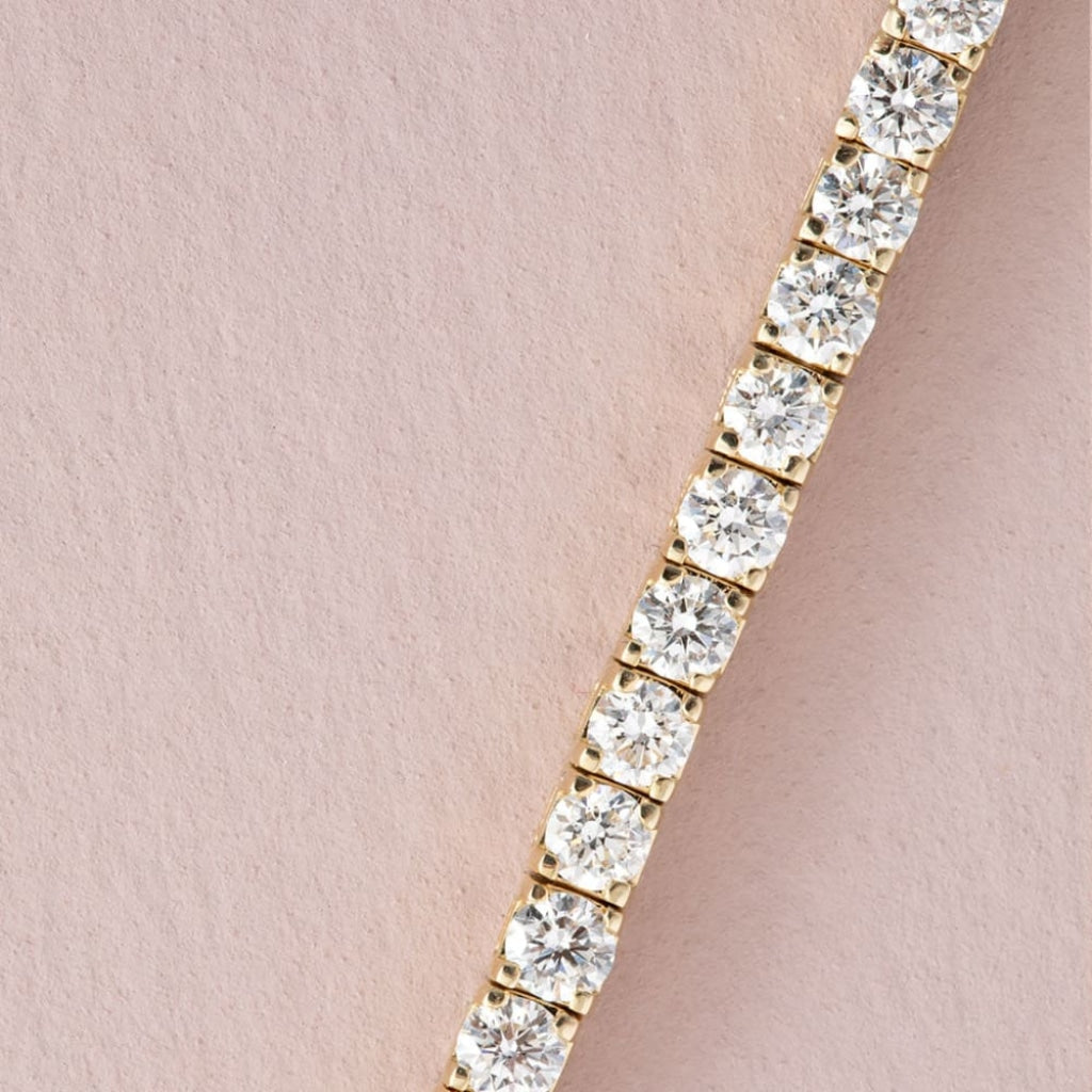 Lab Grown Diamond Tennis Bracelet Close Up - 9ct Gold