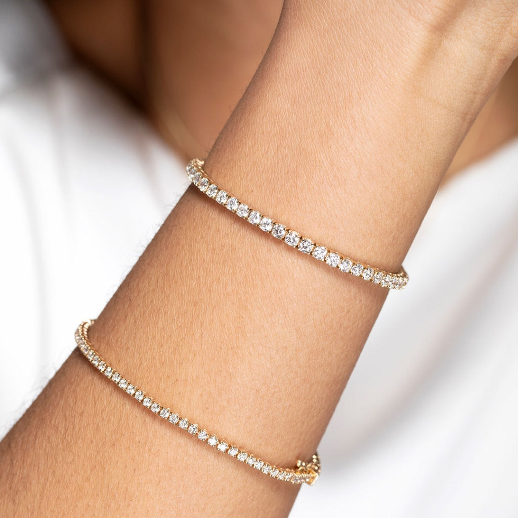 Lab-grown diamond tennis bracelet on  model