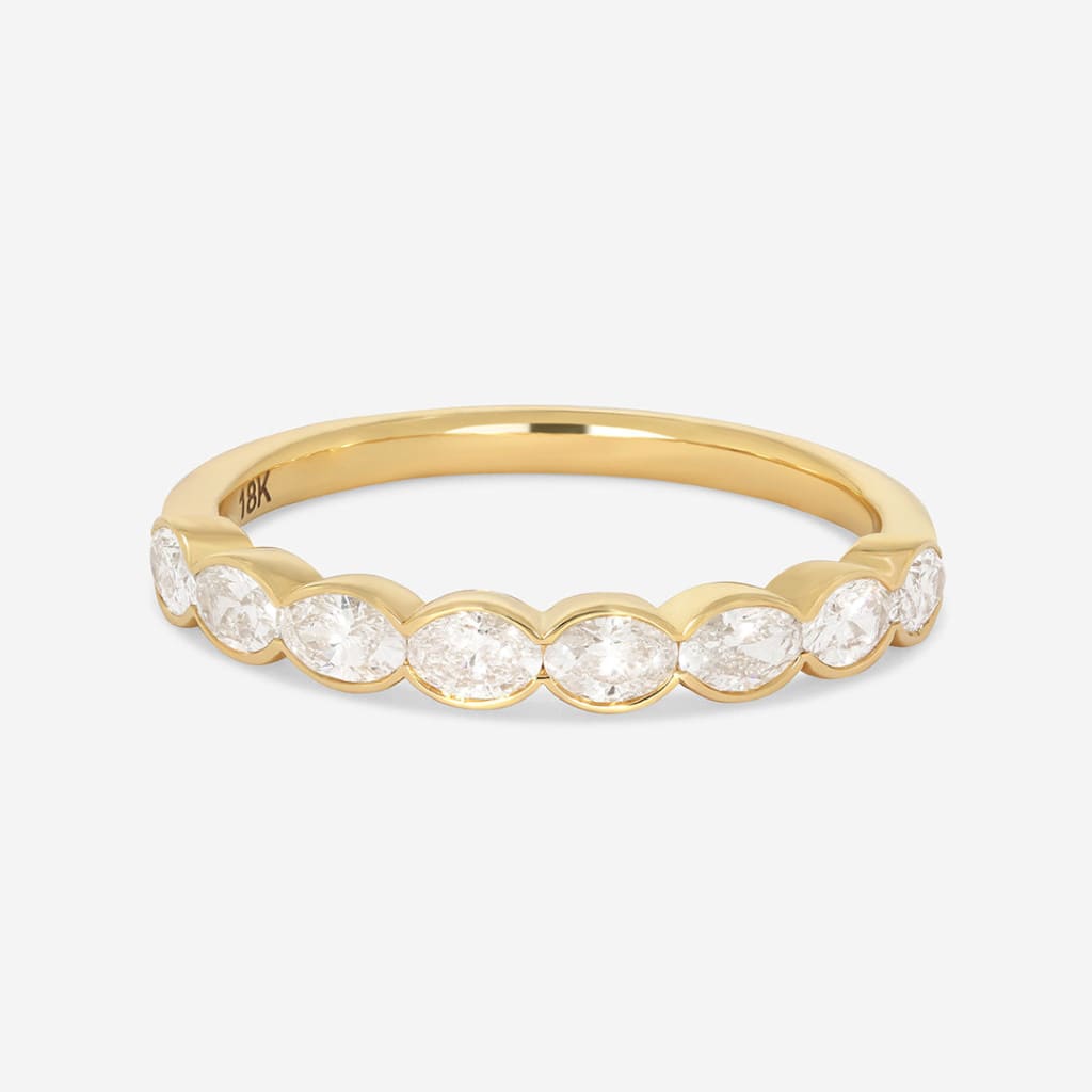 bezel set diamond ring on white