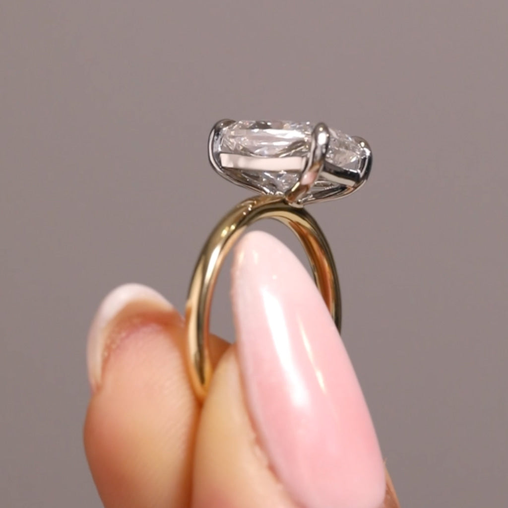 LANA | Elongated Cushion Solitaire Lab Diamond Set in 18ct