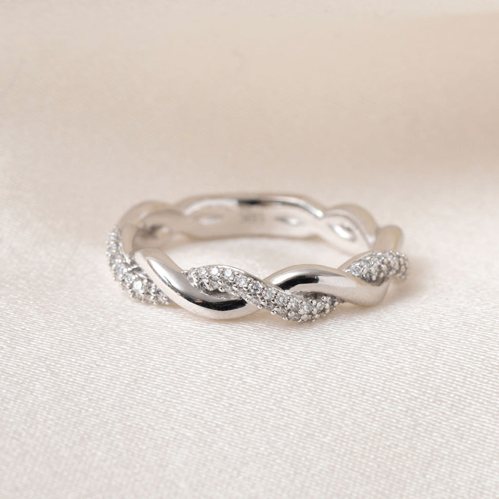 Finger Simple White Gold Band 2mm Hammered White Gold Band