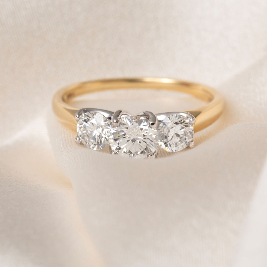 LEXI 1.50ct | Round 3-Stone Diamond Engagement Ring in 18ct
