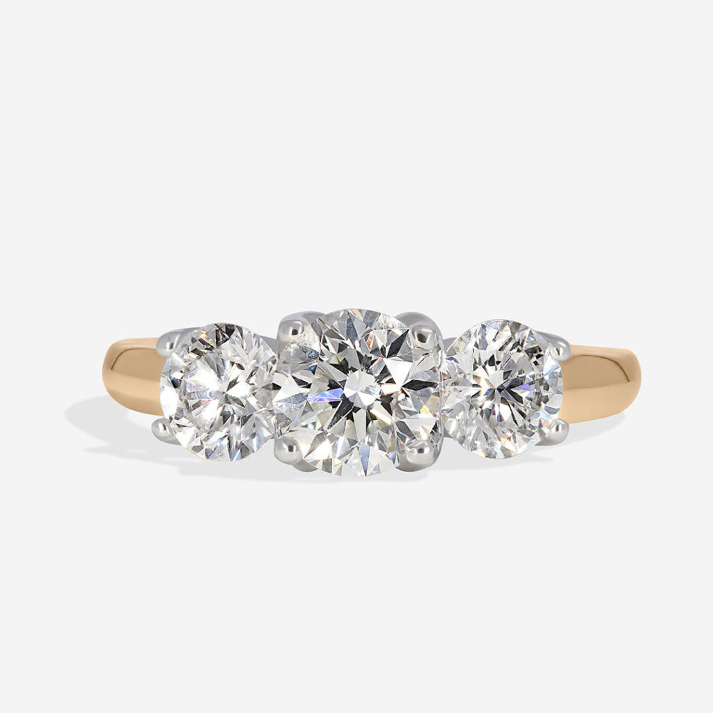 LEXI 1.50ct | Round 3-Stone Diamond Engagement Ring in 18ct