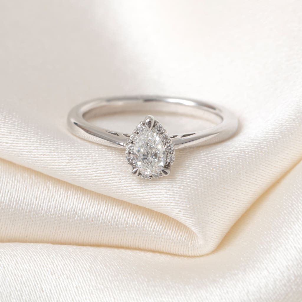 LINCOLN 0.36ct | Pear Halo Diamond Engagement Ring