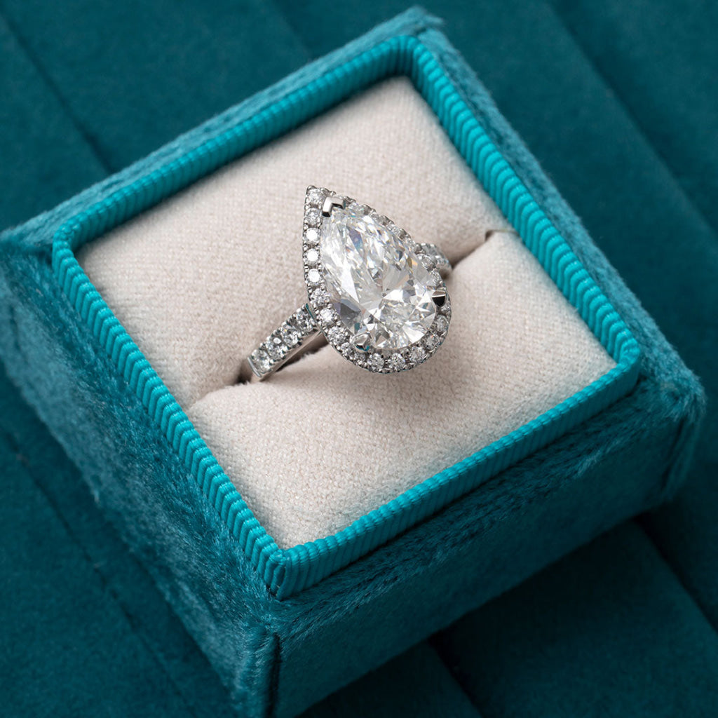 LIORA | Pear Halo Lab Grown Diamond Engagement Ring