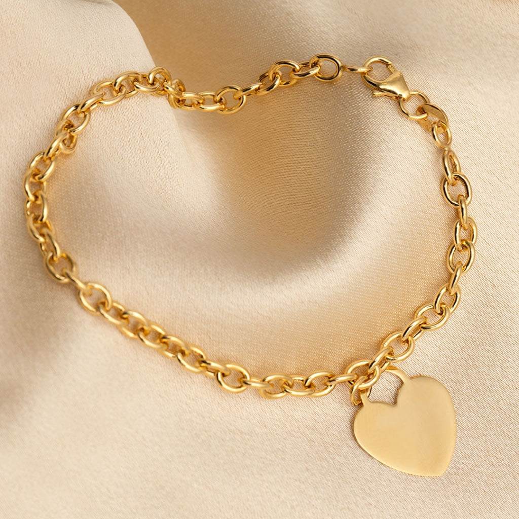 Belcher Link Bracelet with Heart Disc 2
