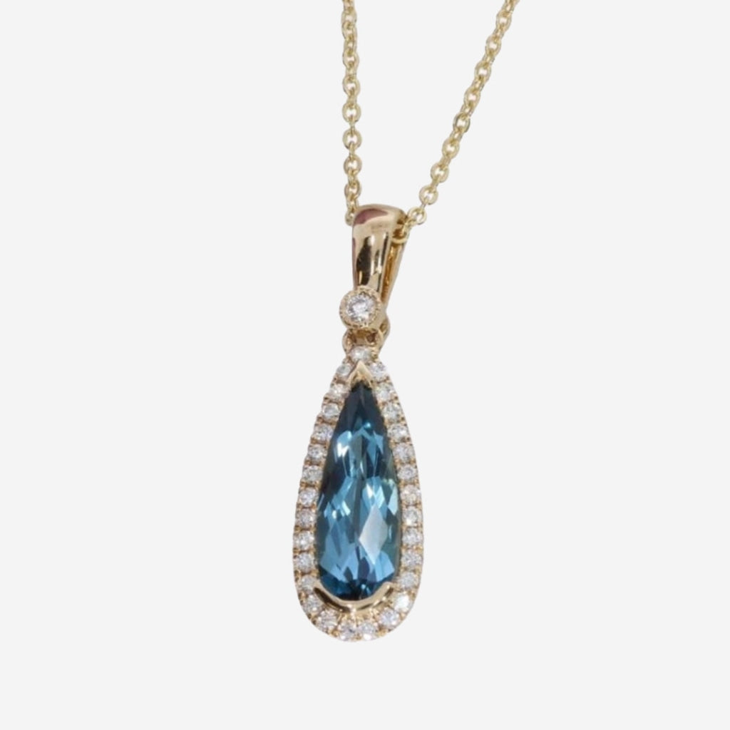 London Blue Topaz & Diamond Necklace | 9ct Gold - Necklace