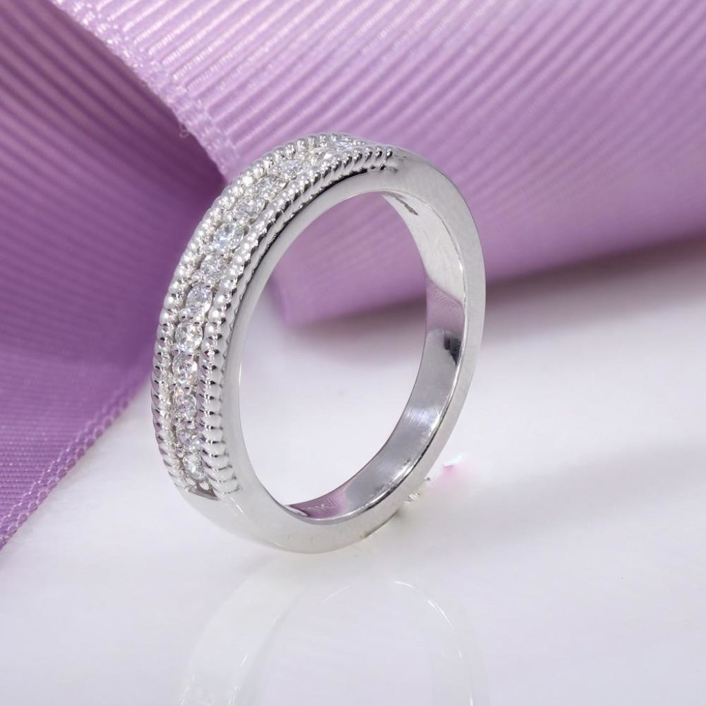 Beaded Diamond Wedding Ring - 0.25ct | 18ct White Gold - 