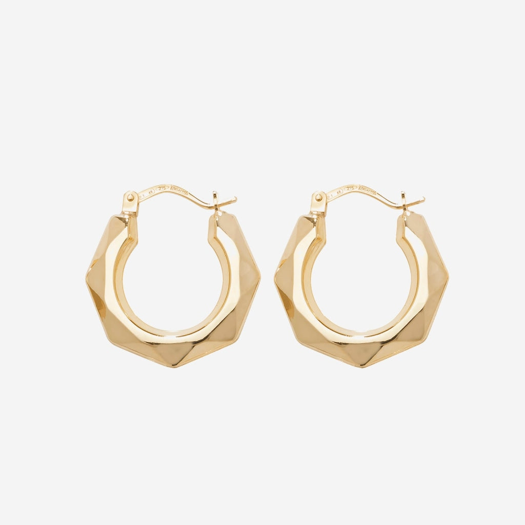 Facet Hoop Earrings - 15mm | 9ct Gold - Earrings