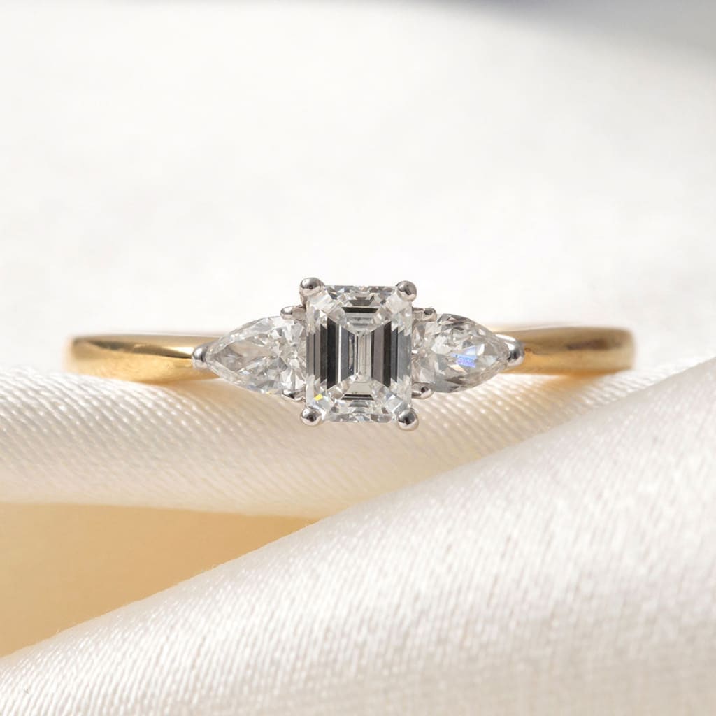 MICAH 0.66ct | Emerald Cut 3-Stone Diamond Engagement Ring