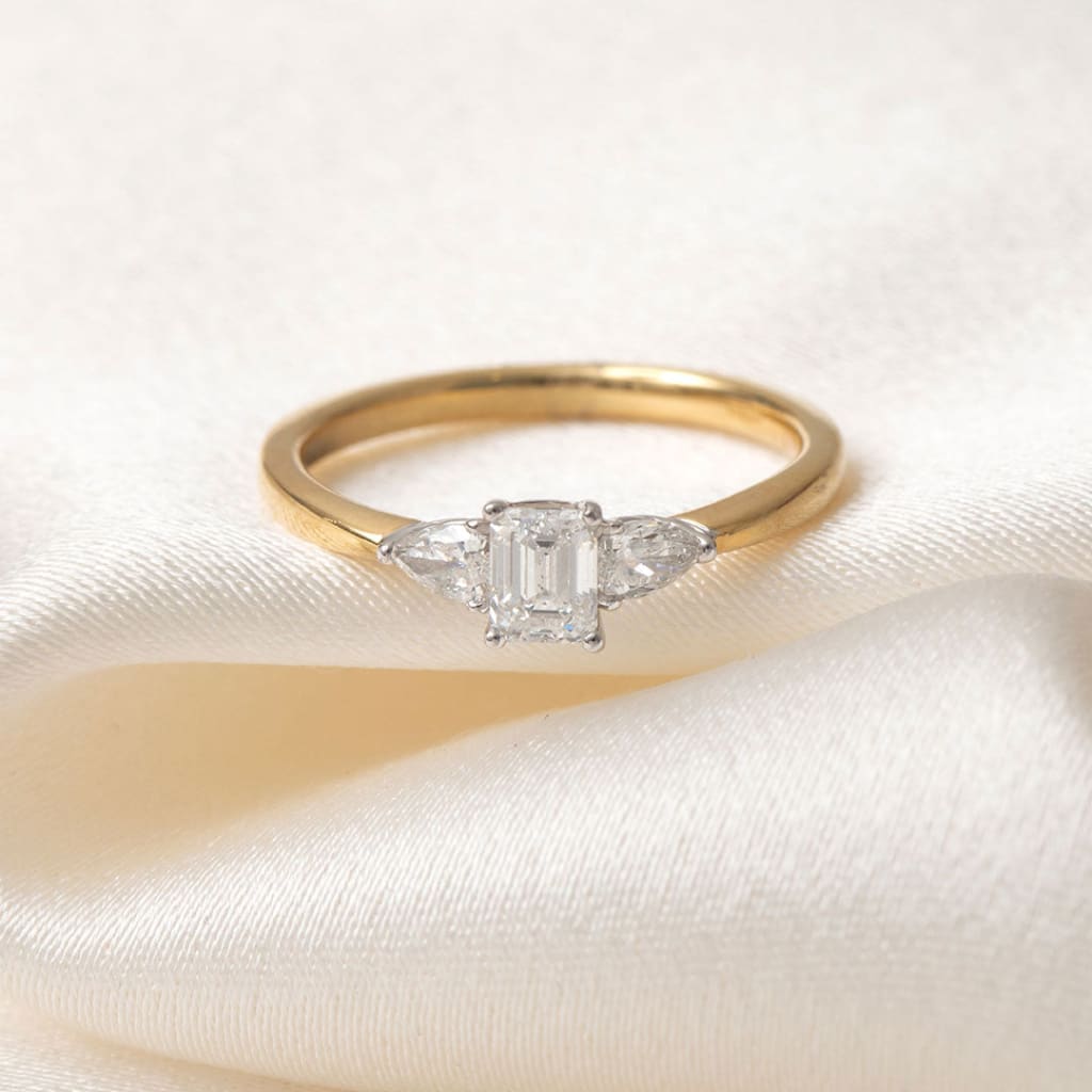 MICAH 0.66ct | Emerald Cut 3-Stone Diamond Engagement Ring