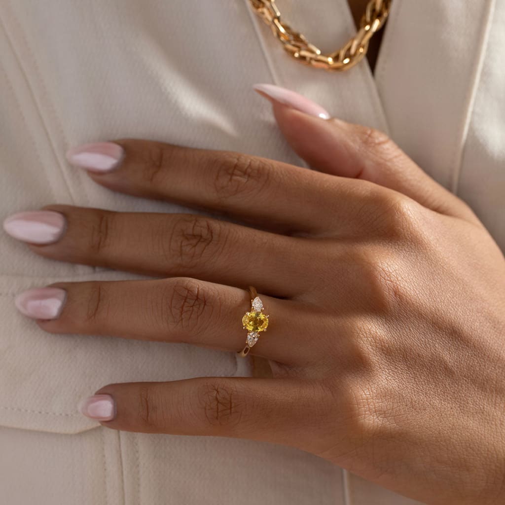 MISHA | Yellow Sapphire Diamond Ring Set in 18ct Gold
