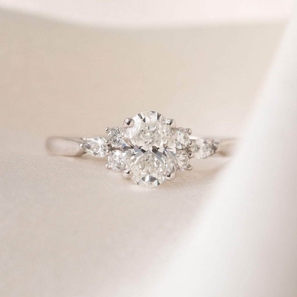 NYLA Oval 0.90ct | Oval 3-Stone Diamond Engagement Ring in Platinum