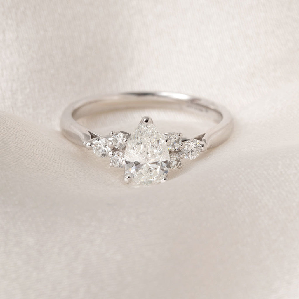 NYLA Pear 0.90ct | Oval 3-Stone Diamond Engagement Ring in Platinum