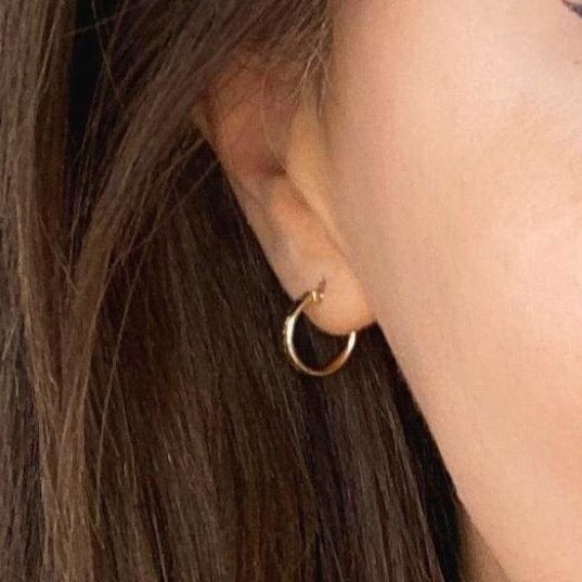 Small Diamond Cut Hoop Earrings - 10mm | 9ct Gold - Earrings