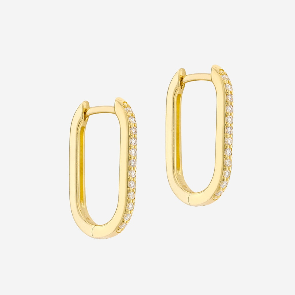 Paperclip CZ Huggies | 9ct Gold - Earrings