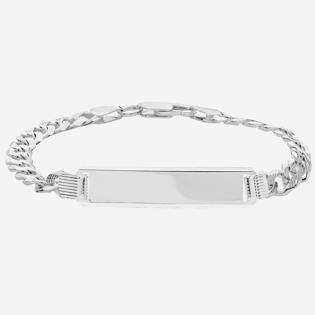 Patterned Curb ID Bracelet | Sterling Silver - Bracelet