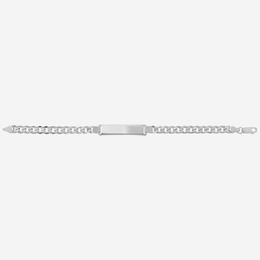 Patterned Curb ID Bracelet | Sterling Silver - Bracelet
