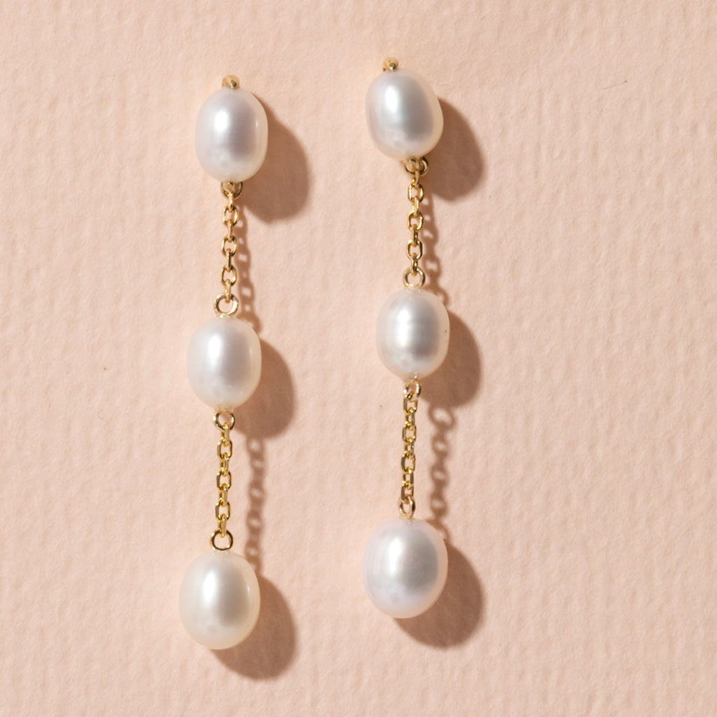 Pearls of Wisdom Drop Earrings - 9ct Gold