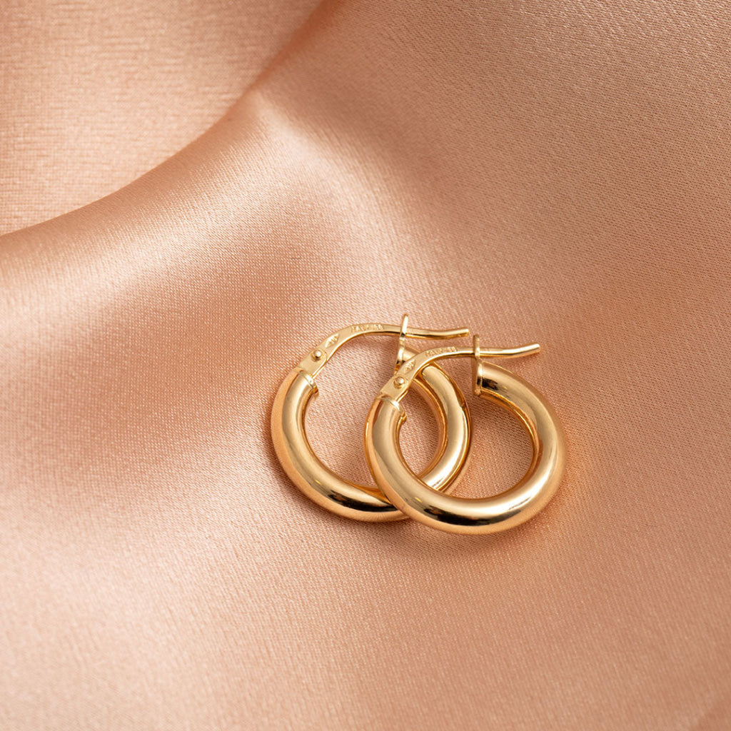 Pipe Hoop Earrings - 15mm | 18ct Gold - Earrings