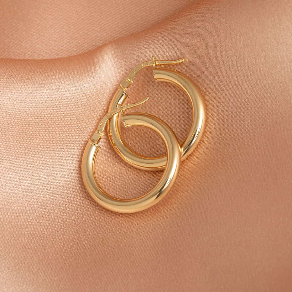 Pipe Hoop Earrings - 20mm | 18ct Gold - Earrings