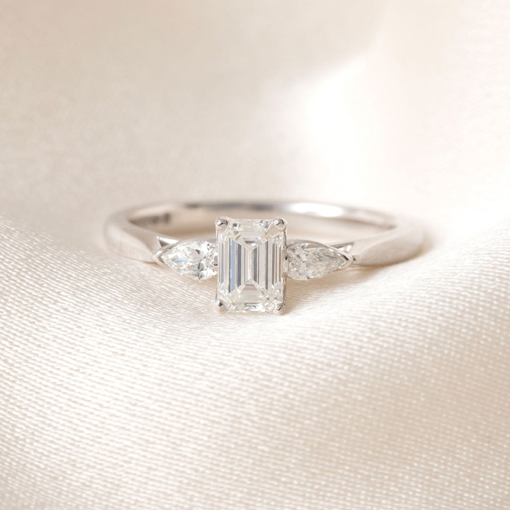 PORTIA 0.70ct | Emerald Cut 3-Stone Diamond Engagement Ring