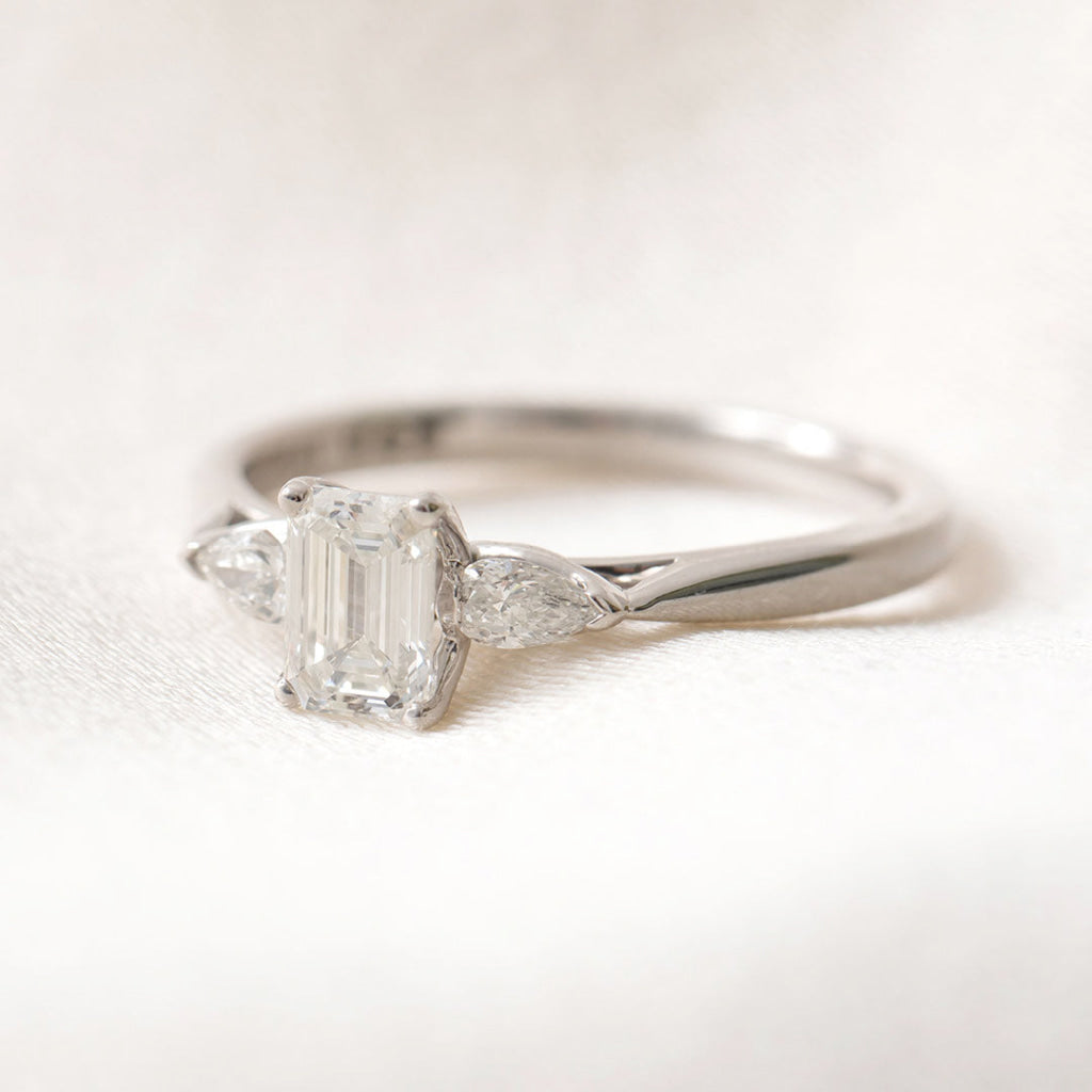 PORTIA 0.70ct | Emerald Cut 3-Stone Diamond Engagement Ring