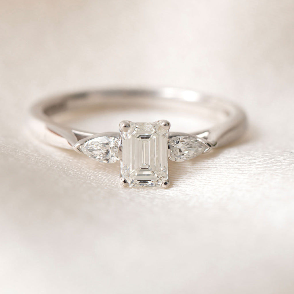 PORTIA 0.70ct | Emerald Cut 3-Stone Diamond Engagement Ring