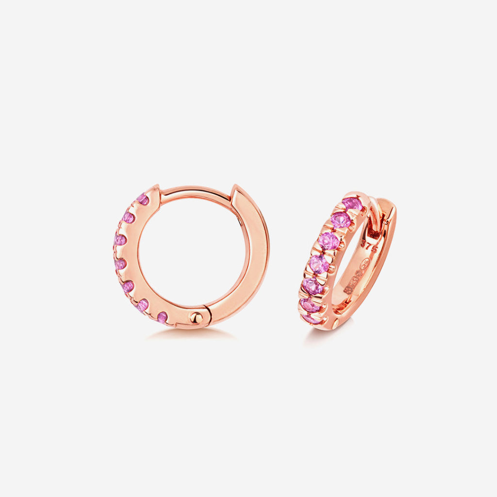 Pretty in Pink - Sapphire Huggies | 9ct Rose Gold Earrings