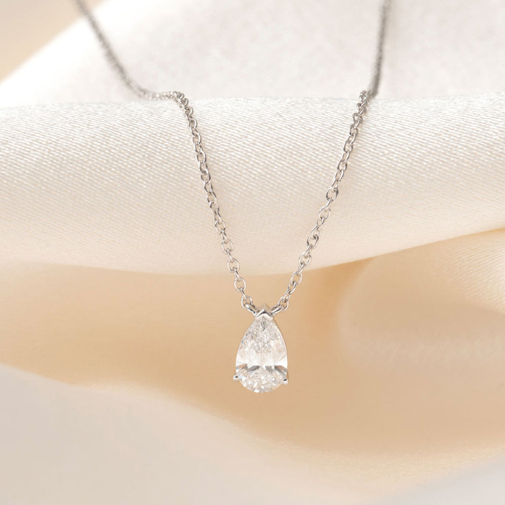 Reina Pear Lab Grown.50ct Diamond Necklace | 9ct White Gold