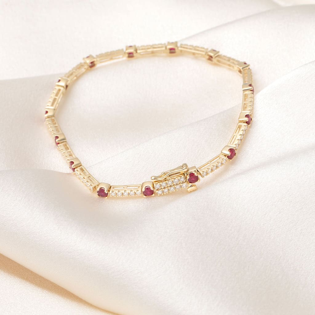 Remi Diamond & Ruby Bracelet | 9ct Gold - Bracelet