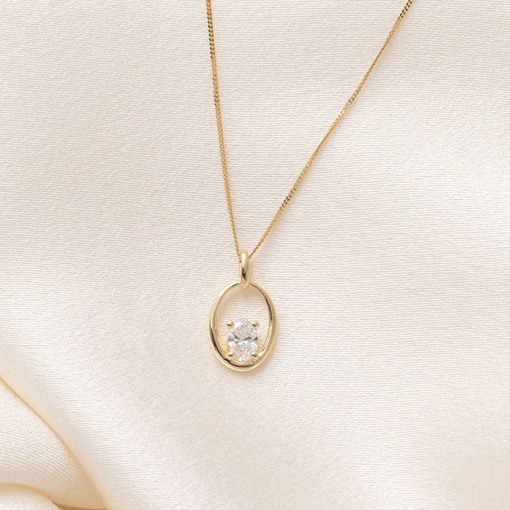 Renee Oval Lab Grown Diamond Necklace | 9ct Gold - Necklace