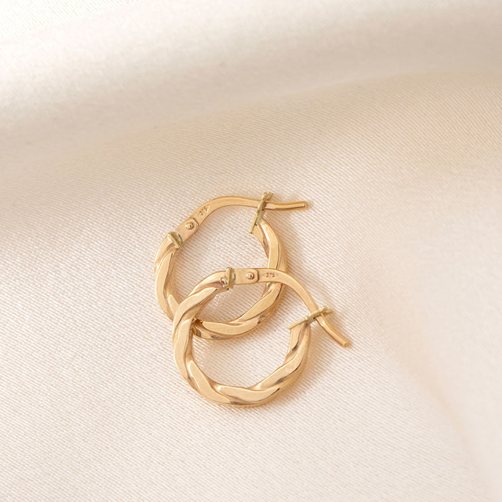 Ribbon Hoop Earrings - 10mm | 9ct Gold - Earrings