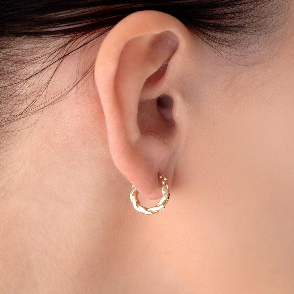 Ribbon Hoop Earrings - 8mm | 9ct Gold - Earrings